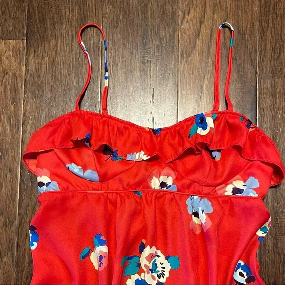 American Eagle Floral Spaghetti Strap Ruffle Top - Picture 2 of 9
